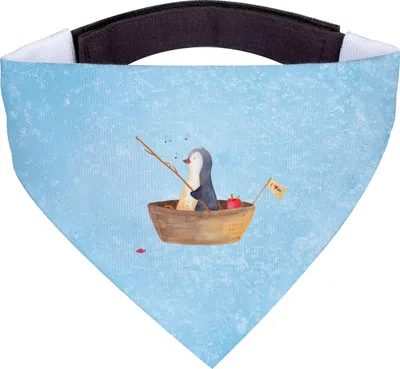 Produktbild von Mr. & Mrs. Panda Halstuch Pinguin Angelboot - Eisblau - Geschenk, Hunde, Boot, Optimistisch, Tuch, Hund, Für, Angeln, Hundehalstuch