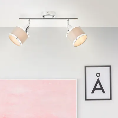 Produktbild von BRILLIANT graues Spotrohr ALEXIA | 22 x 49 x 10 cm | 2x E14 max. 28 W | schwenkbar | Metall/Textil