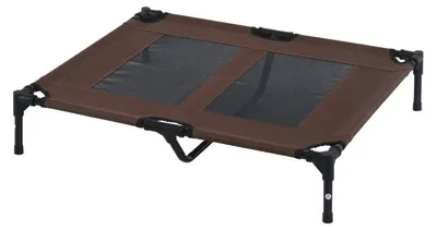 Obrázek produktu pro Vyvýšená psí postel s prodyšnou síťovinou | Barva: Hnědá, Černá | Rozměry: 76 x 92 x 18 cm
