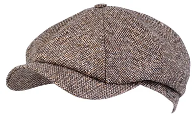 Wigens feine Salt & Pepper Newsboy Schiebermütze aus Woll-Mix in braun