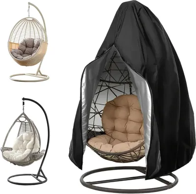 Produktbild von Hängesessel Abdeckung Outdoor, 210D Oxford-Stoff Hängesessel Abdeckung Wasserdicht Winterfest UV-Anti, Schutzhülle Hängesessel mit Reißverschluss Kordelzug - Passend für Hängesessel 190 x 115 cm