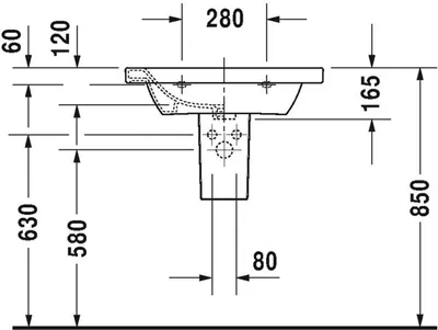 Produktbild von Duravit Duravit Möbelwaschtisch DURASTYLE m ÜL HLB 650x480mm 1 HL we