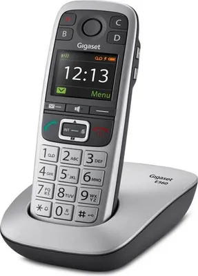 Zdjęcie produktu dla Telefon bezprzewodowy DECT Gigaset E560, srebrny, duże przyciski, kolorowy wyświetlacz, kompatybilny z aparatami słuchowymi, przycisk SOS, HDSP