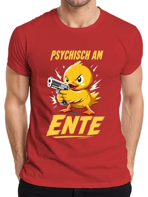 Obrázek produktu pro Tričko s potiskem "Veselé kuře s psychickými problémy", červené, velikost M. (Obsahuje prvky humoru, sarkasmu a ironie.)