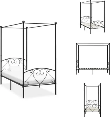 Immagine prodotto di vidaXL Struttura letto a baldacchino in metallo nero 120 x 200 cm - Letti e strutture letto