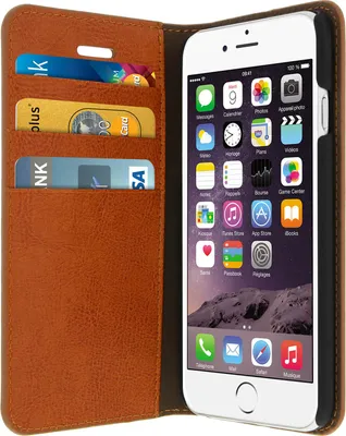 Obrázek produktu pro Ochranné flipové pouzdro na Apple iPhone 6, 6s z pravé kůže ve stylu peněženky - hnědé