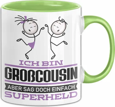 Produktbild von Großcousin Geschenk Tasse Ich Bin Großcousin Aber Sag Doch Einfach Superheld Lustige Geschenkdiee für Großcousin Kaffee-Becher (Grün)
