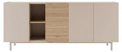 Produktbild von Sideboard mit 4 Türen und 2 Ablagen - Beige und Naturfarben hell - REYALA