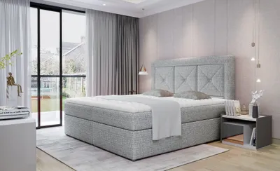 Produktbild von Kontinentales Bett mit Stauraum 160x200 IRANO - hellgrau
