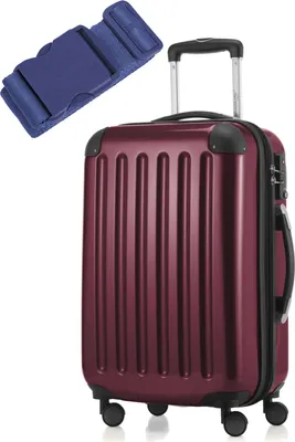 Produktbild von Hauptstadtkoffer Alex - Kabinenkoffer 55 cm + Koffergurt als Geschenk, Trolley mit Dehnfalte für Handgepäck 4 Rollen, Hartschale glänzend, TSA,Burgund