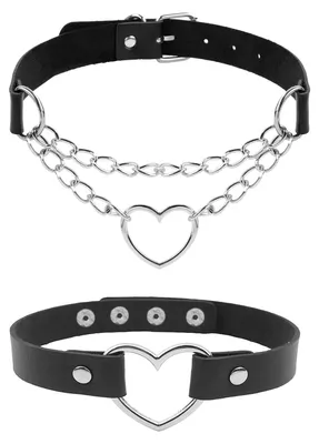 Produktbild von Hart Choker Kette - 2-teiliges Set aus schwarzem Kunstleder und Legierung - Z00421
