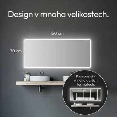 Produktbild von Koupelnové zrcadlo s osvětlením TALOS Moon LED koupelnové zrcadlo 160x70 cm - odolné proti vlhkosti díky hliníkovému rámu - barva světla neutrální bílá