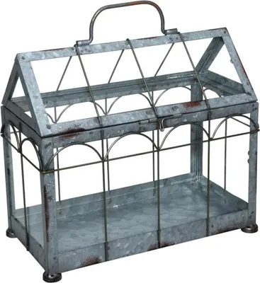 Produktbild von Esschert Design Gewächshaus m. verschließbarem Deckel, Pflanzenhaus Größe S, 29,3 x 15,4 x 26,4 cm, Eisen/Glas mit Tragegrifff, stabile Standfüße