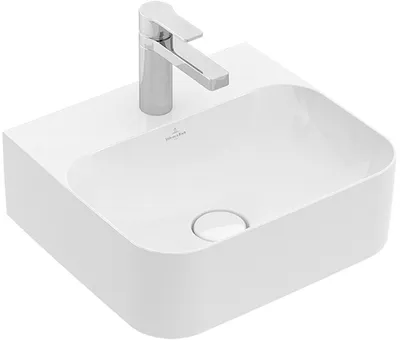 Produktbild von Villeroy&Boch Handwaschbecken Finion 430x390mm 1L Arm HL verd ÜL Stone White CeramicPlus, 43644CRW