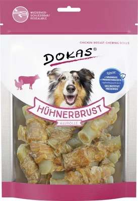 Produktbild von Dokas Dog Hühnerbrust Kaurolle 250 g