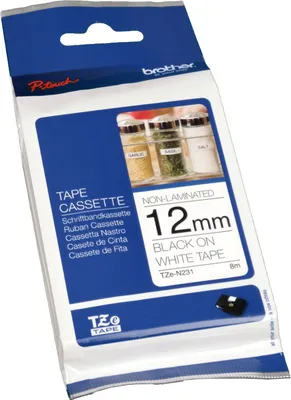 Produktbild von Brother TZE-N231, Schwarz auf weiss, TZ, Schwarz, Wärmeübertragung, China, 5 Jahr(e)