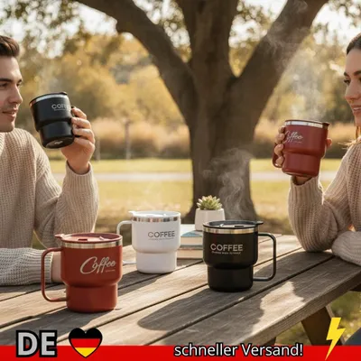 Produktbild von WORTHBUY Doppelwandige Isolierte Kaffeetasse aus Edelstahl 304 Tragbar für