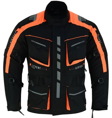 Produktbild von Herren Motorradkombi Textilien motorradjacke + Motorradhose inkl. Protektoren, Größe:50/M, Farbe:Neon Orange