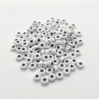 Image de Perles pour lettres, 30 pièces, 6x6 mm, blanc avec noir, carré, chiffre 9