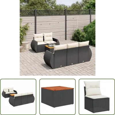 Produktbild von The Living Store 6-tlg. Garten-Sofagarnitur mit Kissen Schwarz Poly Rattan