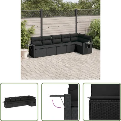 Produktbild von The Living Store 6-tlg. Garten-Sofagarnitur mit Kissen Schwarz Poly Rattan