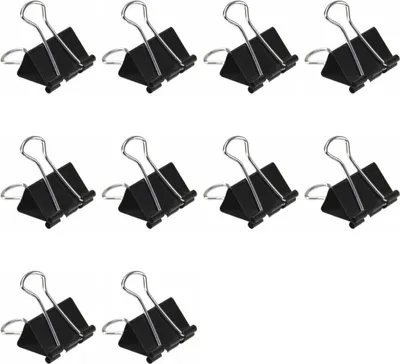 Produktbild von 10x Büroklammer Heftklammer Binder Clips 32mm Dokumenten Klammer