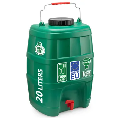 Produktbild von Wasserkanister Camping Kanister Wassertank Behälter Wasserbehälter mit Deckel Hahn Metallgriff 20 Liter grün