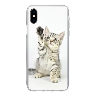 Produktbild von MuchoWow® Handyhülle Schutzhülle Hülle für iPhone Xs Kätzchen - Pfote - Weiß - Mädchen - Kinder - Jungen - Kind Silikon Softcase Handy Hülle - Handytasche