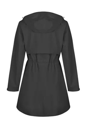 Produktbild von ATLASLAVA Regenjacke Damen Lang Softshelljacke Regenmantel Frauen Wasserdicht Jacke Trenchcoat Windbreaker Leichte Übergangsjacke Mantel, S, Schwarz