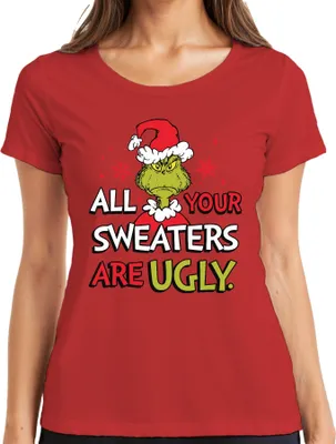 Produktbild von Grinch All Your Sweaters Are Ugly Weihnachten lustig Geschenk Damen T-Shirt, Rot, XXL