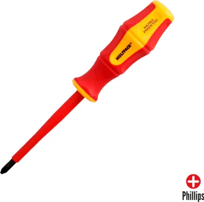 Obrázok produktu pre Wolfpack Destornillador Phillips Aislado Certificado VDE 1.000 V. Medida PH 2 - 6,0 x 100 mm., 98 g