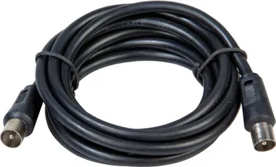 Produktbild von TV-Videoverlängerung männlich-männlich 2 Meter / Ø 9,5 mm. Mit schwarzem Stecker-Buchse-Adapter