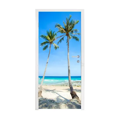 Obrázok produktu pre MuchoWow® Tapety na dvere - Samolepiaca fólia na dvere - Palm - Leto - Tropické - 205x90x0.1cm - Plagát na dvere - Samolepiaca fólia na dvere