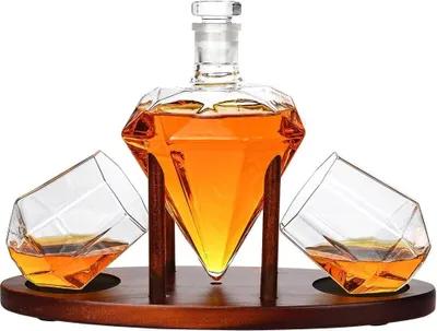 Image de Carafe à décanter + verres en forme de diamant Set Whisky 850 ml