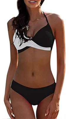 Produktbild von Solidchoice – Damen Badeanzug-Set, Plus Size, Push-Up Bikini mit Dreieck-Oberteil in Schwarz