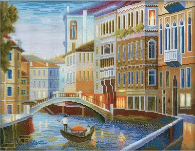Image de RTO Kit de point de croix "Nuit de Venise" M199, motif à compter, 35x27 cm