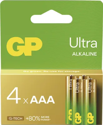 Alkalická baterie GP Ultra AAA (LR03), 4 ks