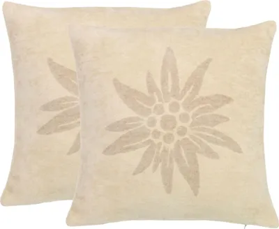 Produktbild von 2er Set Kopfkissenbezug mit Edelweißmotiv 60% Baumwolle, 40% Polyacryl, Beige