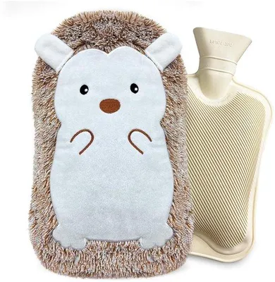 Productafbeelding van Warmwaterkruik 2 liter - Pluizige Egelhoes - Handwarmer - Zacht - Comfortabel - Langdurige Warmte - Warmhoudfles