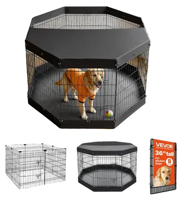 Productafbeelding van VEVOR Puppyren, puppyren met deksel en bodemmat, 91 cm, 8-delig. Speelplaats voor grote honden, katten en andere kleine dieren. Opvouwbaar. Door de verschillende vormen veelzijdig inzetbaar