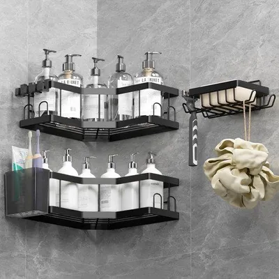 Produktbild von Famanu Duschcaddy Set 4 Stück, rostfrei und selbstklebend - für Badezimmer und Küche