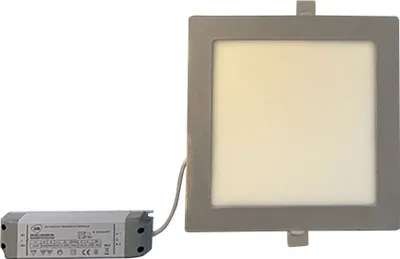 Image de Luminaire LED encastrable argenté rectangulaire 23 x 23 cm 19 W 1350 lm blanc chaud 3000 K dimmable