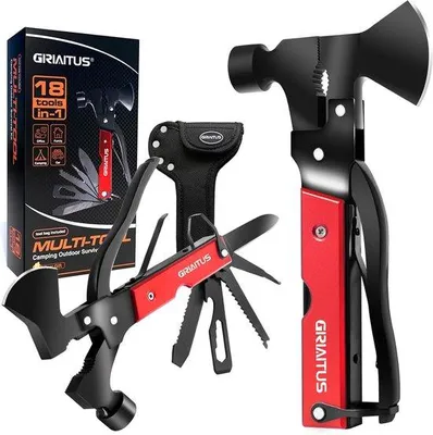 Produktbild von 18-in-1 Camping-Multitool, Outdoor-Überlebensset für Männer, Edelstahl-Multitool mit Axt, Zange, Flaschenöffner, ideal für Camping, Jagd und Outdoor-Aktivitäten