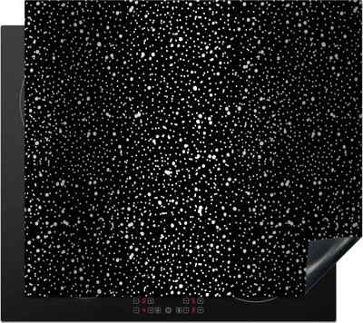 Produktbild von KitchenYeah© Herdabdeckplatte Schwarz - Weiß - Muster - Polka dots , 59x51cm, Küche Deko, Glaskeramikkochfeld Herdabdeckung, Abdeckplatte fùr Kochfeld