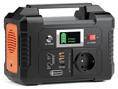 Zdjęcie produktu dla Przenośna stacja zasilania - model E200 - moc 200 W, pojemność 151 Wh, 40800 mAh - gniazdo 230 V AC - wyjście DC 9–12 V, 10 A, 120 W - generator solarny do użytku podczas kempingu