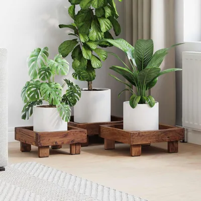Produktbild von "Schlussverkauf" Pflanzenständer 3 Stück - Pflanzkasten für den Garten - Braun Mahagoni Holz  C13361