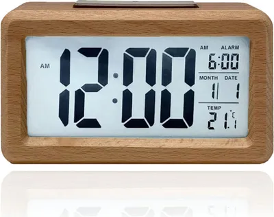 Produktbild von LED Holz Wecker Digital Alarmwecker Uhr Beleuchtet Schlummerfunktion LCD Zweifarbig
