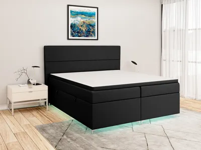 Produktbild von FEDVE Boxspringbett Schlafzimmerbett THIAGO mit 2 Bettkästen, Doppelbett mit Bonell-Matratze und Topper 180x200