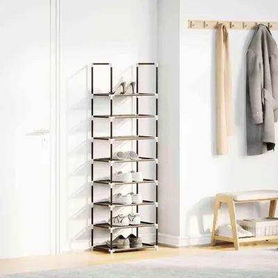 Produktbild von " "Schuhregal - Schuhschrank/Flurschuhregal Skandinavisch - Schuhkommode - 8-stöckig Schwarz 44x28x145 cm Vliesstoff NeuMöbel 1515196