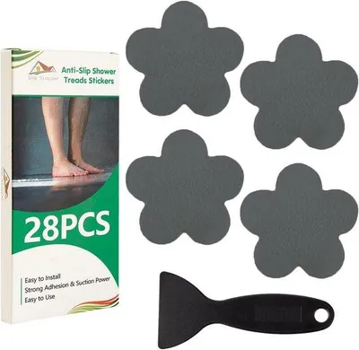 Produktbild von Famanu Antirutsch-Badstickers - 28 Stück selbstklebend, grau